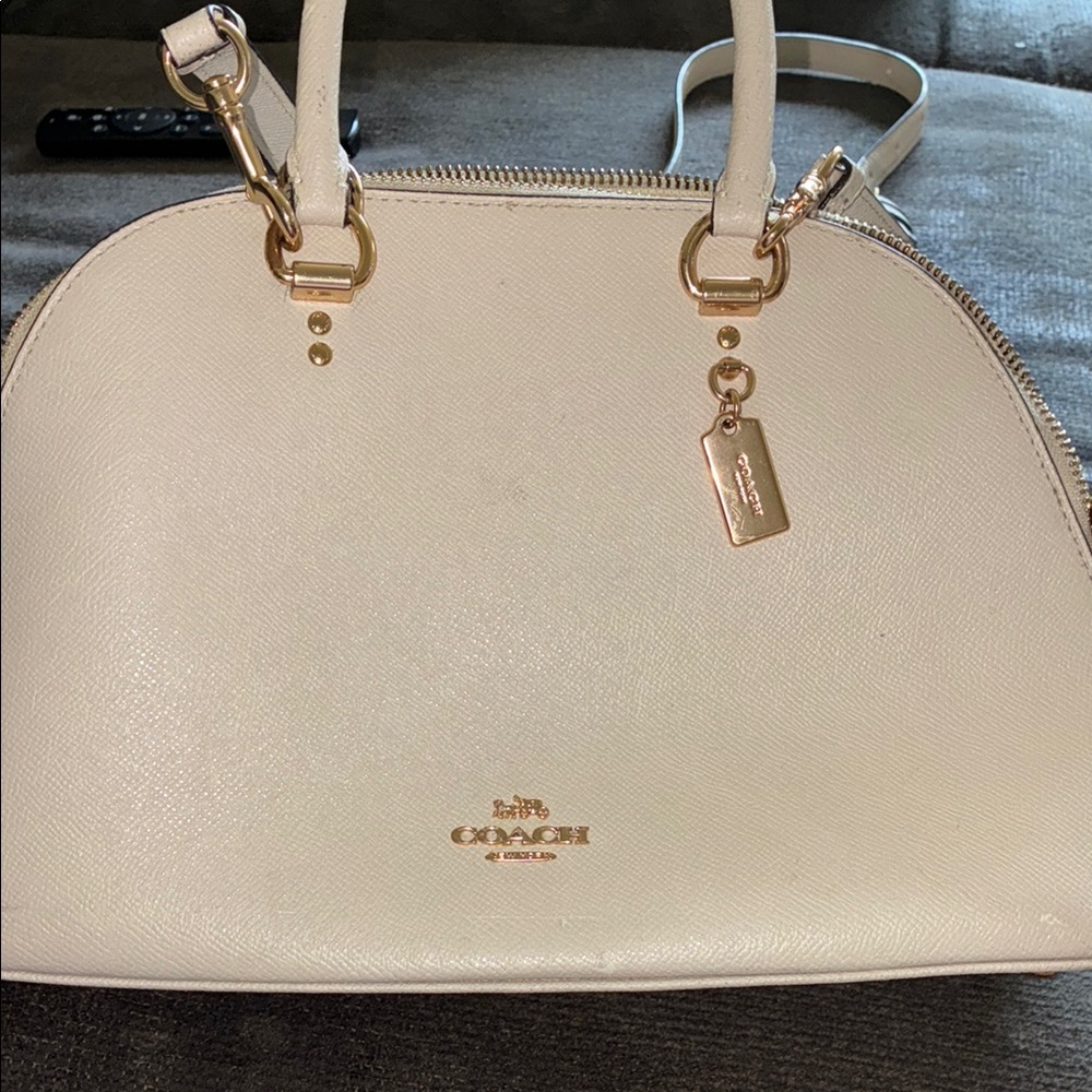 Coach Cream Satchel with Gold Accents